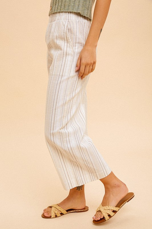 Linen Stripe Wide Pants