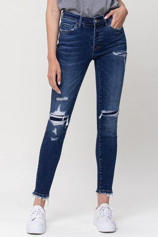 Vervet Mid Rise Skinny Patch Jeans