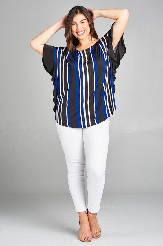 Plus Size Bold Striped Casual Top