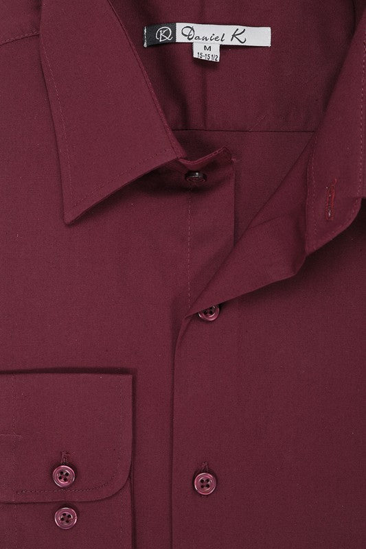 Burgundy Long Sleeve Dress Shirt