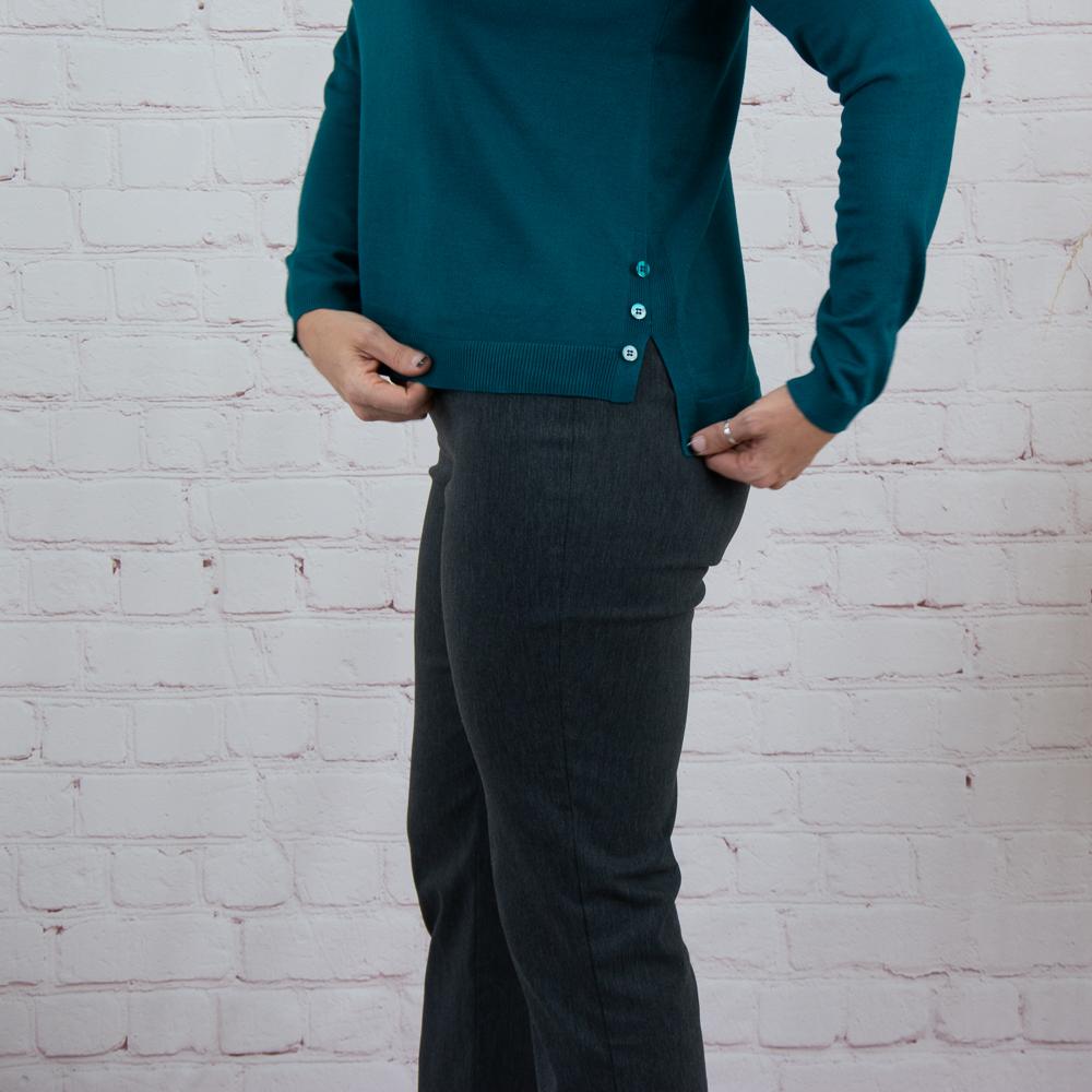Rolled Edge Sweater with Buttons