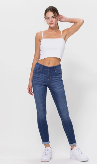 Cello Mid Rise Pull-On Skinny Jeans