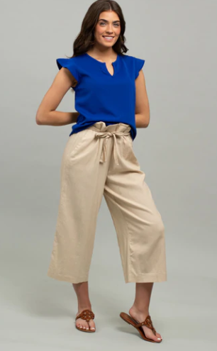 Cropped Paper Bag Pull On Pant
