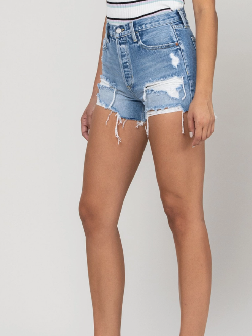Cello High Rise Distressed Shorts