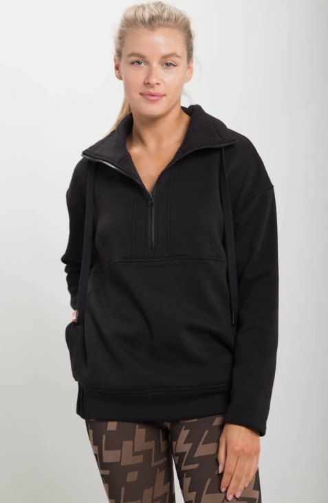 Mono B 3/4 Zip-Up Pullover With Fleece Lining