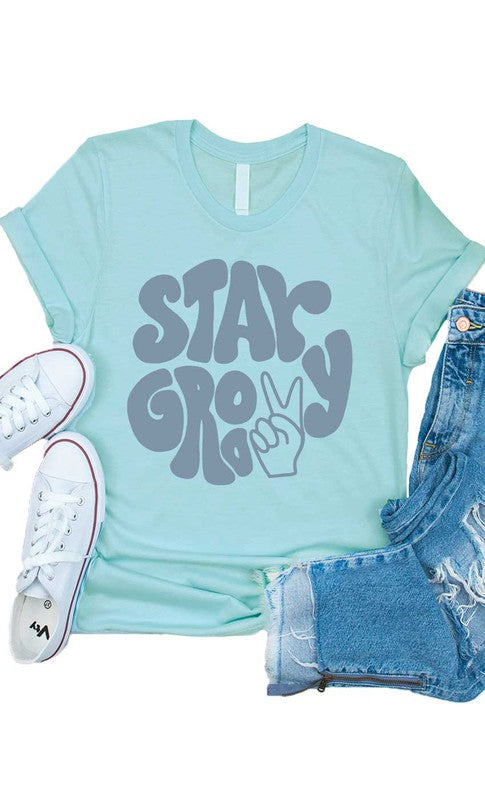 Retro Stay Groovy Peace Sign Kids Graphic Tee