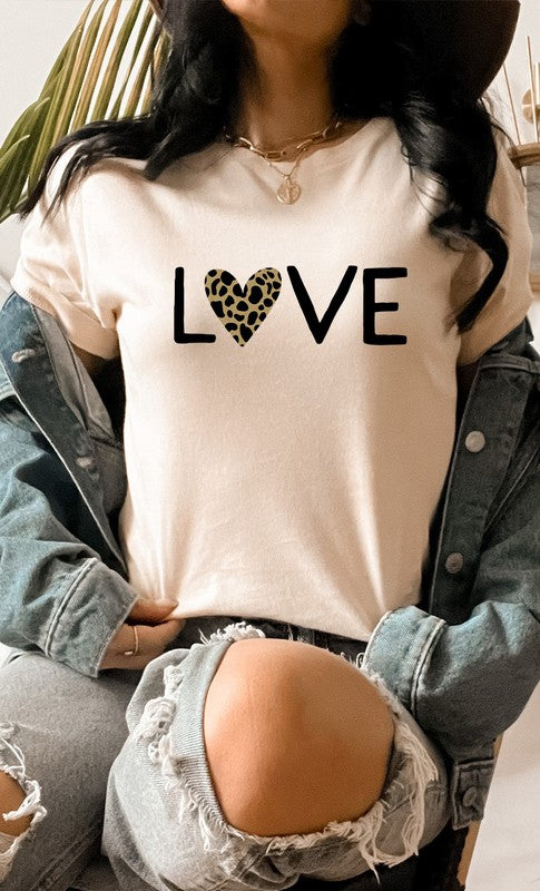 LOVE Leopard Heart Graphic T-Shirt