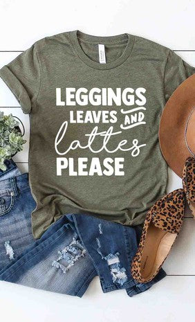 Leggings, Leaves and Lattes Graphic T-Shirt
